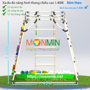 Alternative view of Xà đu đa năng hình thang chiều cao 1m4 kèm vách leo núi