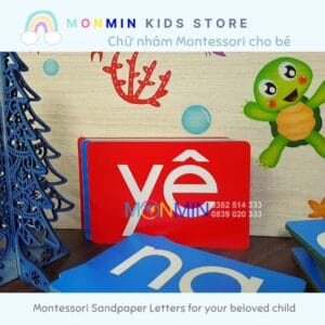 Alternative view of Chữ nhám Tiếng Việt - nét in thường âm ghép - Bộ 19 chữ MONMIN (Montessori Sandpaper Letters)