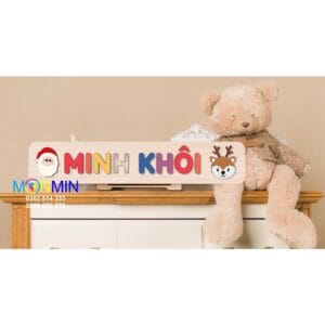 Bảng ghép tên riêng cho bé bằng gỗ cao cấp Monmin - Rèn luyện ghi nhớ chữ cái - Trang trí phòng bé sơ sinh