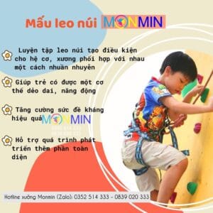 Mấu leo núi trẻ em Monmin gắn tương trong nhà, ngoài trời